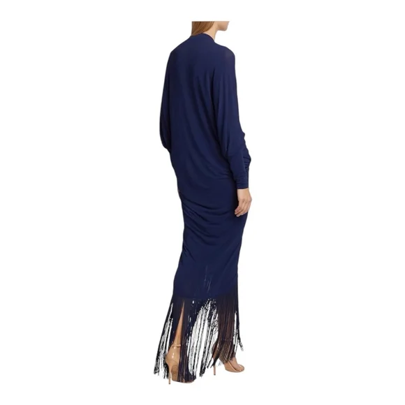 Silvia Tcherassi Roselyn Blue Fringed Jersey Maxi Dress Size 2L (12) NWD - Picture 5 of 14